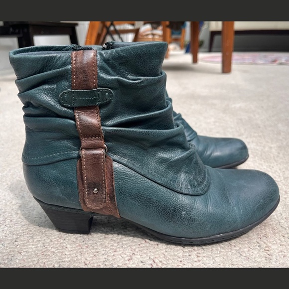 Cobb Hill Leather Slouch Heeled Ankle Boots Dark Teal Size 7 Great Condition - Picture 1 of 10